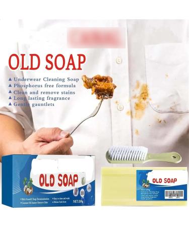 Canal Old Soap Bar with Brush - Effective Stain Remover for Clothes & Underwear | Magic Laundry Soap for Easy Stain Removal (1 Pc - Buy Online on GoSupps.com