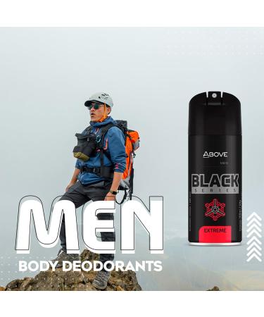 ABOVE Black Series Body Spray Extreme 4 pcs - Deodorant Spray - Woody Fragrance - Masks Perspiration Odors - Long-Lasting Dry Spray - Cruelty-Free - Buy Online on GoSupps.com