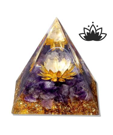 Xiannvxi amethyst orgonite pyramid purple stone crystals Lotus pyramids Reiki energy spiritual pyramid inspiring success esoteric gifts b-amethyst