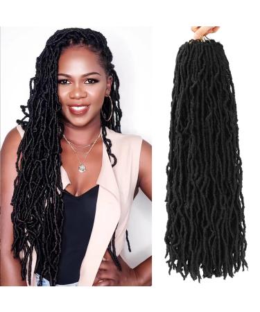 Faux Locs Crochet Hair 24 Inch Soft Locs Crochet Locs Crochet Faux Locs 8 Packs New Faux Locs Pre Looped Curly Wave Butterfly Locs Crochet Hair For Black Women 128 Strands (24 Inch 1B) 24 Inch (Pack of 8) 1B