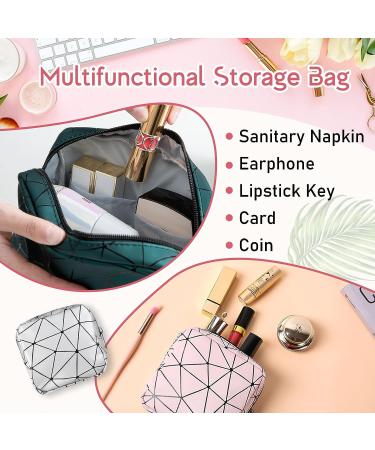 4PCS Sanitary Napkin Storage Bags | Menstrual Cup & Nursing Pad Pouches | Portable Period Kit Bag | Feminine Product Organizer with Zipper - Leather Style - Buy Online on GoSupps.com