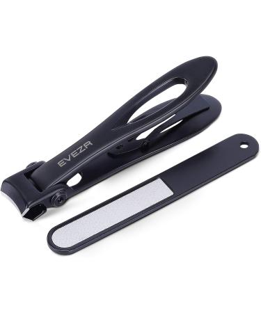 Evezr Heavy Duty Wide Jaw Nail Clippers for Thick Toenails | Stainless Steel Clipper with Nail File for Pedicure (Black) - Buy Online on GoSupps.com