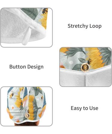 Sunflowers Bees Gnomes Hair Towel 2 Pack - Super Absorbent Quick Dry Turbans for Women & Girls - Buy Online on GoSupps.com