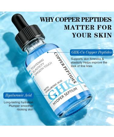 GHK-Cu Copper Peptide Facial Serum Moisture-Balancing Formula with Hyaluronic Acid Lightweight Daily Hydration 1 fl oz - Buy Online on GoSupps.com