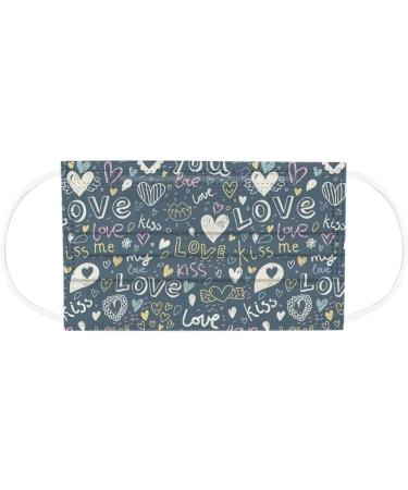 ZQP 50PCS Valentine Theme Printed Disposable_Face_Masks for Adult 3-ply Face Protection Covering with Elastic Earloop and Nose Clip for Outdoor Comfortable & High Filtration &Ventilation - Buy Online on GoSupps.com