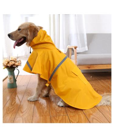 TURNGHK Pet Dog Raincoat Waterproof Hooded Dog Rain Jacket with Pocket Adjustable Lightweight Slicker Poncho with Reflective Strip for Small Medium Large Dogs(Yellow M) Medium Yellow