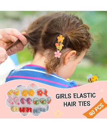 Unaone 40 PCS Cartoon Elastic Hair Bands for Girls - Cute Stretchable Rubber Hair Ties for Kids and Toddlers - Buy Online on GoSupps.com