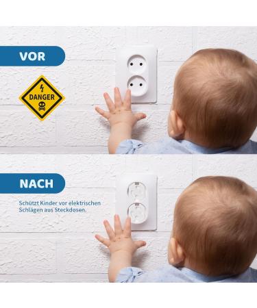 WEMK Child Safety Sockets - 20-Piece Set with Rotary Mechanism & Adhesive TESA Tape - Baby & Toddler Socket Fuse Protection - Buy Online on GoSupps.com