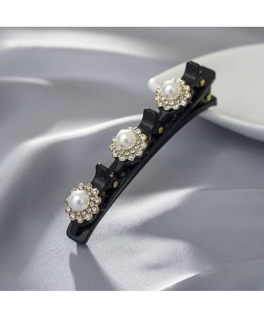 Satin Braided Hair Clips with Sparkling Crystal Stones - 4pcs Set for Women's Styling - Buy Online on GoSupps.com