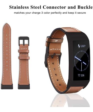 Fitbit Charge 3/4 Genuine Leather Band - Graphite & Brown - for Women and Men - Buy Online on GoSupps.com