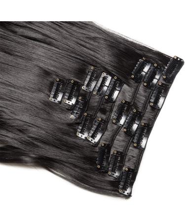 Silk-co 17 Natural Black Clip in Hair Extensions - 100% Synthetic, Long Curly Wavy Hair Pieces - 8pcs for Full Head - Buy Online on GoSupps.com