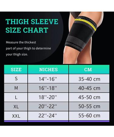 Buy Abyon Thigh Bandage for Men & Women - 2 Pack Compression Support for Knee Quad & Groin Pain Relief - Breathable & Non-Slip - Large Black - Buy Online on GoSupps.com