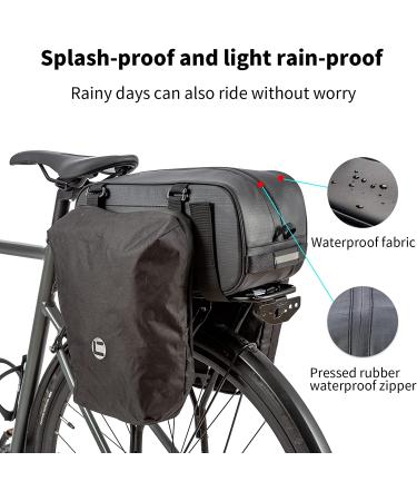 HuiJuKeJi Bike Trunk Bag - 23.5L Storage Pannier Saddle Bag with Reflective Strips | Waterproof Rear Cargo Rack | Expandable Luggage for Cycling - Buy Online on GoSupps.com