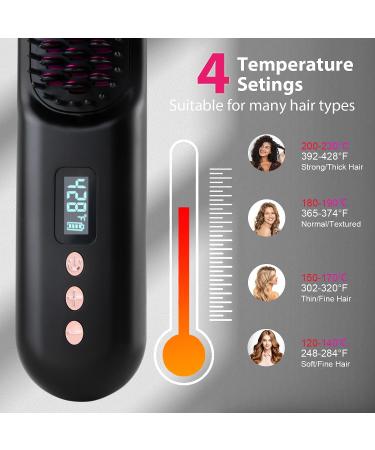 Portable Cordless Hair Straightener Brush | Ionic Hot Comb for Travel | Lightweight & Rechargeable with Fast Charger & LCD Display - Buy Online on GoSupps.com