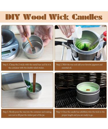 Zynery 660 Pcs 5.1X0.5 Inch Wood Candle Wicks Set with Metal Base for Candle Making - Natural Smokeless Soy Wax Cores - Includes Warning Labels and Adhesive - Candle Making Supplies - Buy Online on GoSupps.com