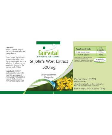 Fairvital | St. John's wort 500mg VEGAN - mushroom extract - Highly dosed - 90 capsules - standardized to 0.3% hypericin - Buy Online on GoSupps.com