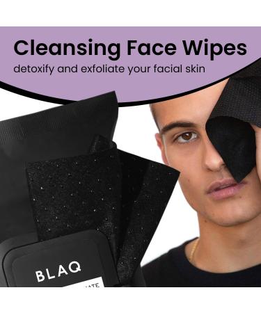 BLAQ Activated Charcoal Face Wipes | Dual Sided Cleansing & Exfoliating Wipes - 25 Count - Buy Online on GoSupps.com