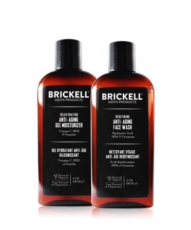 Brickell Men's Products Enhancing Gel Anti-Aging Routine Gel Facial Cleanser and Gel Face Moisturizer Men's Skin Care Gift Set