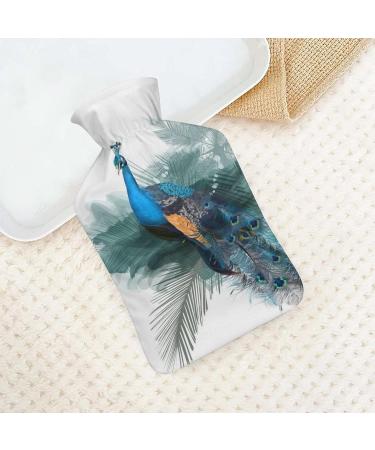Blue Peacock Hot Water Bottle with Plush Cover - Hand Warmer for Adults & Children | 26.5x15.3cm - Shop Internationally! - Buy Online on GoSupps.com