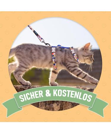 Supet Adjustable Cat Dishes Set with Leash - Outbreak-Proof for Large & Small Cats Kitten Dishes Blue (25.5-40.5cm) - Buy Online on GoSupps.com