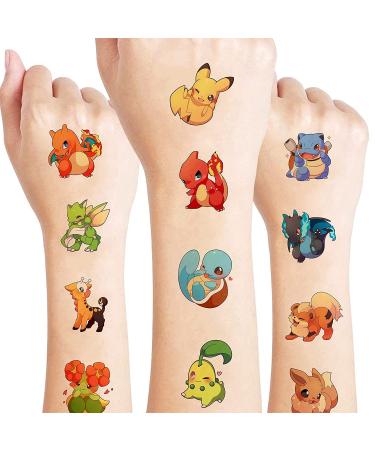 STXADO Carton Temporary Tattoos for Kids(6 sheets) Cute Fake Tattoos Pikachu Stickers for Birthday Party Supplies Favors