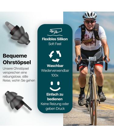 Reusable Ear Plugs for Motorcyclists - Wind Noise Reduction | 2 Pairs in 2 Sizes - Cool Black Hearing Protection - Buy Online on GoSupps.com
