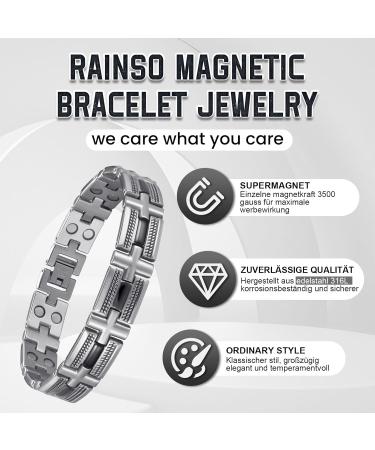 Rainso Men's Stainless Steel Magnetic Bracelet - 3500 Gauss Braided Twist Design Includes Tools & Gift Box - Perfect Jewelry Gift - Buy Online on GoSupps.com