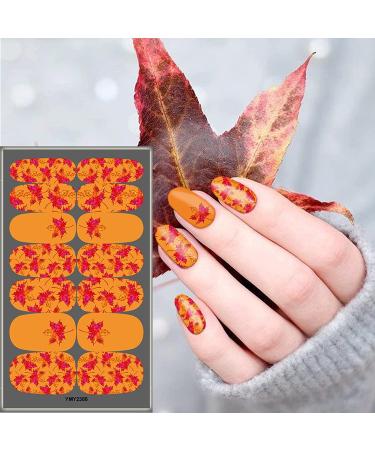 Gorvalin Maple Leaf Fall Nail Wraps - 12 Sheets | Self-Adhesive Thanksgiving Nail Art Stickers for Women and Girls | DIY Nail Design Decoration - Buy Online on GoSupps.com