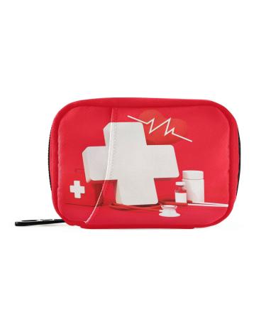 Naanle Red Cross Pill Box 7 Day Pill Case Bag Travel Pill Organizer Bag with Zipper Portable Weekly Case Compact Size for Vitamin Supplement Holder Multi-colored26