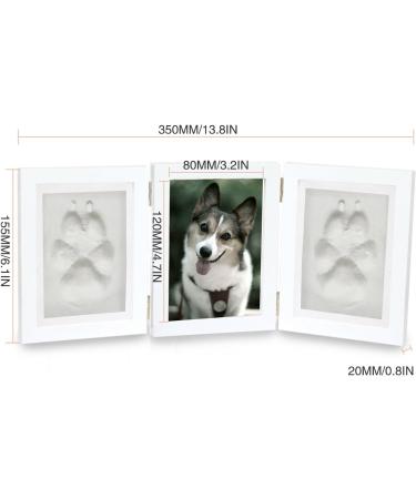 Pet Memorial Frames - Paw Print Keepsake Triple Folding Photo Frame with Clay Imprint Kit (White) | Perfect for Cat or Dog Memorabilia - Buy Online on GoSupps.com