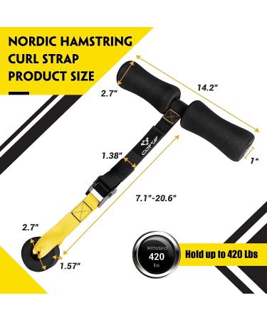 Nordic Hamstring Curl Strap - 420 lb Capacity for Hamstring Curls, Sit-ups, Spanish Squats, Ab Workouts - Easy 5 Second Setup - Home Fitness Equipment in Yellow - Buy Online on GoSupps.com