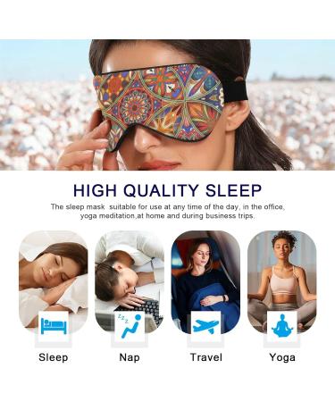 Xigua Cooling Eye Mask for Summer Rest - Breathable Sleep Cover for Men & Women | Elastic Contoured Blindfold for Travel - Mandala Boho Style - Buy Online on GoSupps.com
