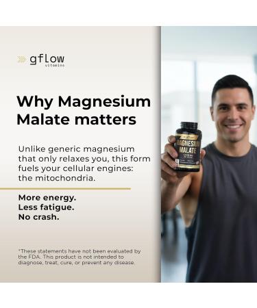 Gflow Vitamins Magnesium Malate Supplement 1,500 mg | Supplement in Capsules Made with Magnesium Complex | Made in The USA - Buy Online on GoSupps.com