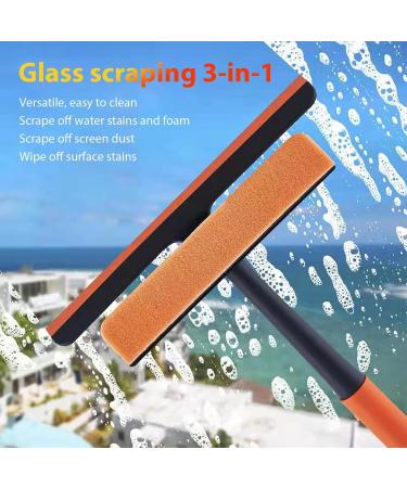Squeegee Window Cleaner - Glass Washer Screen Wiper | Window Cleaning Wiper with Three Brush Heads | 360-Degree Rotating Stain Removal Tool for Tiles Shower Door Glass Door Window Cars - Buy Online on GoSupps.com
