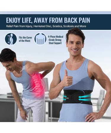 Fit Geno Back Brace for Men and Women - Instant Back Pain Relief for Herniated Disc, Sciatica, Scoliosis - Premium Lumbar Support Belt - Large Size (37.50-53 Inch Waist) - Buy Online on GoSupps.com