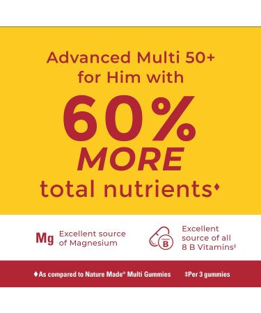 Nature Made Advanced Multivitamin Gummies 50 + for Him Mens Multivitamins Gummies with Magnesium Citrate Vitamin D3 Zinc All 8 B Vitamins 84 Multi Vitamins 28 Day Supply 84 Count (Pack of 1) - Buy Online on GoSupps.com