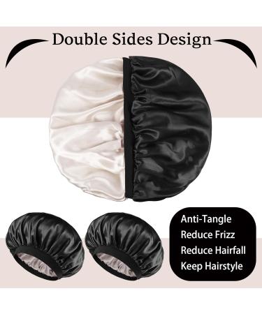 2-Piece Satin Hair Hood Set | Double-Sided Soft Bonnet & Sleeping Caps for Women & Girls - Breathable Black Sleep Hat - Buy Online on GoSupps.com