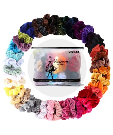 40 Pcs Velvet Hair Scrunchies - Assorted Colors for Women/Girls | Elastic Hair Bands & Accessories - Buy Online on GoSupps.com
