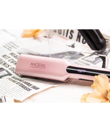 ANGENIL Argan Oil Flat Iron & Curling Iron - Dual Voltage Ceramic Straightener for Thick Hair - 1.6 Inch Quick Styling - Professional Portable Design - Buy Online on GoSupps.com