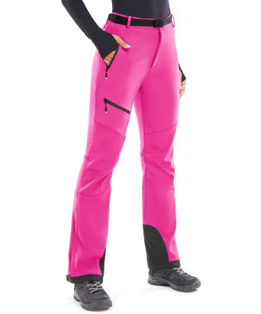 Heathyoga Womens Snow Pants Waterproof Ski Pants for Women Snowboard Pants Womens Hiking Pants Fleece Cargo Pants Large Classic Pink