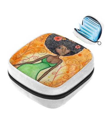 GIAPB Sanitary Napkin Storage Bag Period Bag Tampon Bag Makeup Bag Pad Pouch African Tribal Art Picture Color363