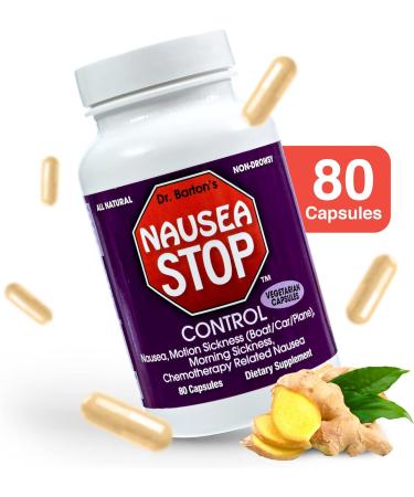 Dr. Barton's NauseaStop - Natural Nausea Supplement for Dizziness, Motion Sickness & Morning Sickness - 80 Capsules - Buy Online on GoSupps.com