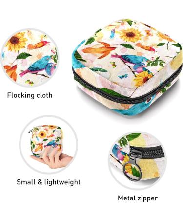 GIAPB Period Bag - Sanitary Napkin Storage & Travel Makeup Bag - Bird Sunflower Flowers Design - Buy Online on GoSupps.com