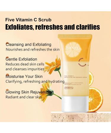 Facial Scrub Vitamin C Face Exfoliator Energising Exfoliating Scrub with Natural Fruit Acids and Enzymes Removes Blackheads Improves Acne Dark Spots Cleanses Skin Brightens Radiance - Buy Online on GoSupps.com