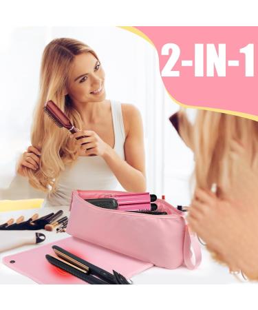 Large Hair Tools Travel Bag 2 in 1 Hair Tools Travel Bag with Heat Resistant mat Heat Resistant Hair Travel Bag for Curling Iron Flat Irons Straighteners Hanging Travel Hair Tools Bag (Pink) - Buy Online on GoSupps.com