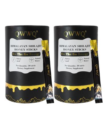 Himalayan Shilajit Honey Sticks with Saffron(2 Pack) Natural Energy & Wellness Support Source of Fulvic Acid & Trace Minerals 30 On-The-Go Sticks