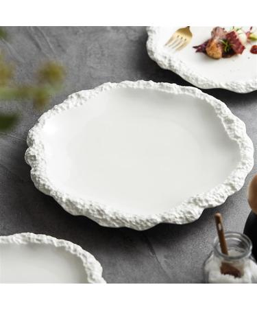 Serving Plates Rock Pattern Skirt Plate Fruit Plate Snack Plate Vegetable Plate Household White Ceramic Flat Plate Shallow Plate Hotel Kitchen Tableware for Appetizer Dinner and Desserts (Size : 1 - Buy Online on GoSupps.com