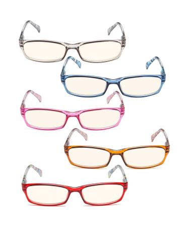 Reducblu Blue Light Blocking Glasses for Women - Computer Readers 5 Pairs Mix 1.75 x