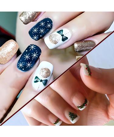4 Sheets Christmas Full Wraps Nail Stickers Nail Polish Sticker Christmas Self-Adhesive Nail Art Decals Manicure Nail Tips DIY Nail Decorations for Women Girls Christmas Nail Art Design Multicolour - Buy Online on GoSupps.com