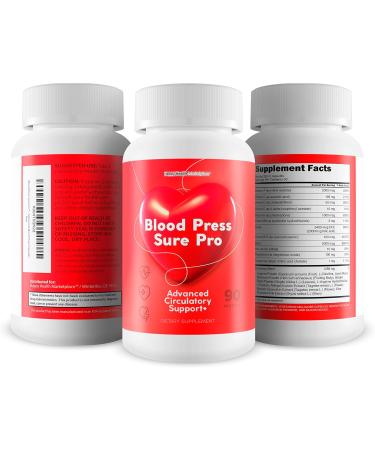 Blood Press Sure Pro With Magnesium 12 - Our Best Circulation Support Pressure Supplement - Circulation Vitamin Blood Flow - High Pressure Pills - Blood Flow Vasodilator Blood Circulation Supplements - Buy Online on GoSupps.com